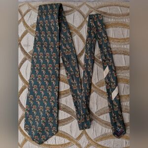 Salvatore Ferragamo Tie Mens 100% Silk Green Golf Print Novelty Made In Italy